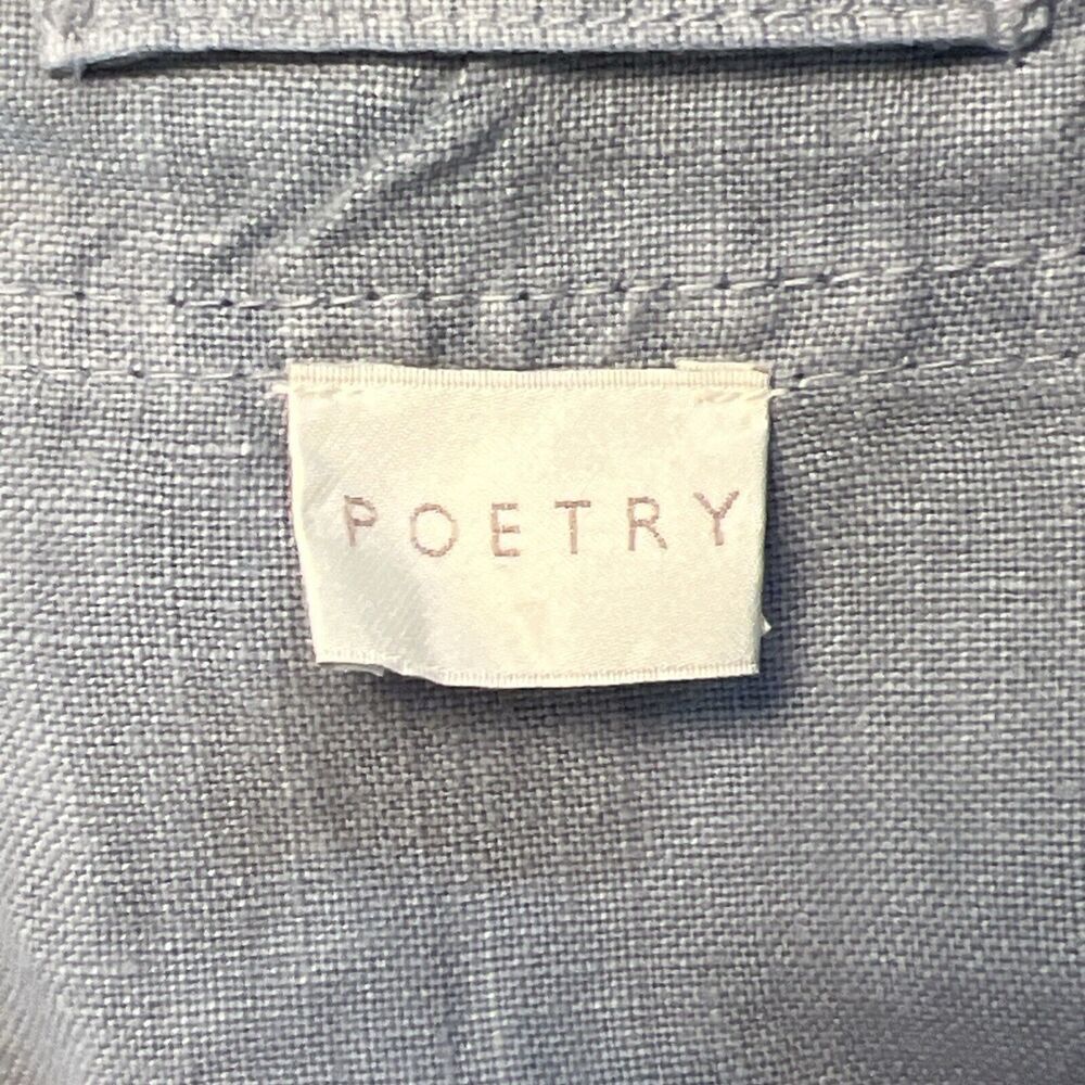 Poetry Beautiful Light Denim 100% Linen Button Up Shirt Jacket Top Women's Sz 2 - Picture 3 of 5